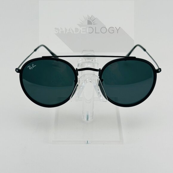 Ray-Ban RB3647N 002/R5 Sunglasses Unisex Double Round Bridge Black/Grey 51mm main image 7
